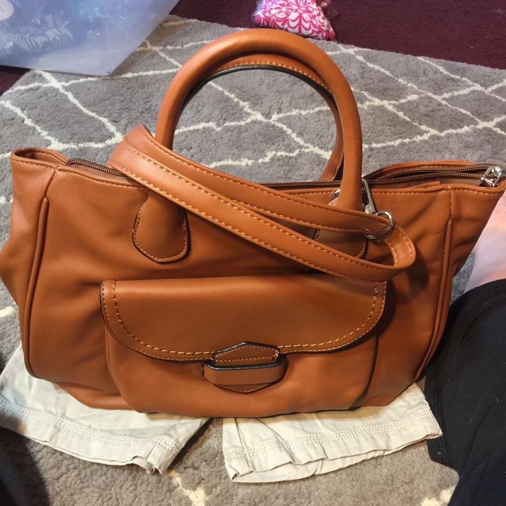 Brown faux leather